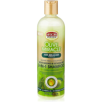 African Pride Olive Miracle Moisturizing & Detangling 2-In-1 Shampoo 12 OZ