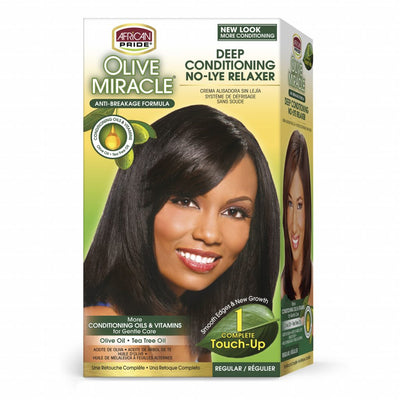 African Pride Olive Miracle Deep Conditioning No-Lye Touch-Up Relaxer Kit - Regular