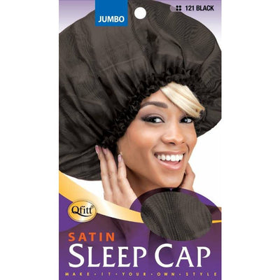 M&M Headgear Qfitt Jumbo Satin Sleep Cap Black #121