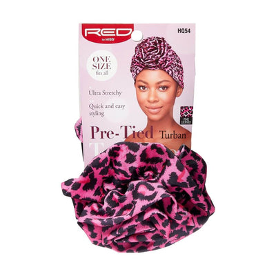 Red by Kiss Pre-Tied Top Knot Turban - HQ54 Pink Leopard