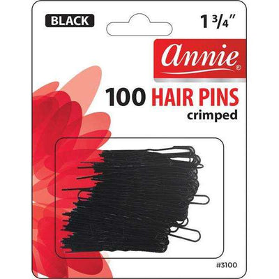 Annie 100 1 3/4" Crimped Hair Pins - Black #3100