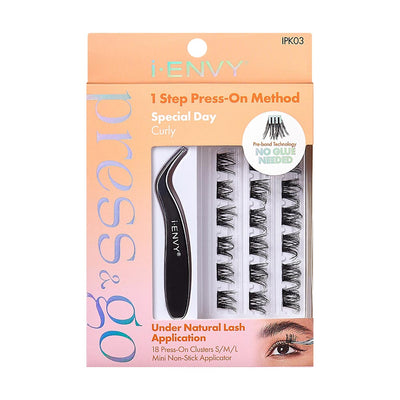 Kiss i-ENVY Press & Go Press-On Cluster Lashes All-In-1 Kit - Special Day (Curly) - IPK03