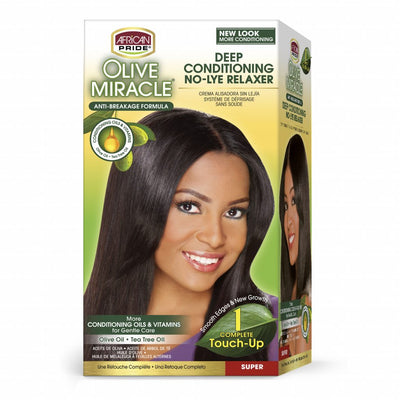 African Pride Olive Miracle Deep Conditioning No-Lye Touch-Up Relaxer Kit - Super