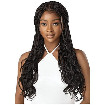 Outre Synthetic Pre-Braided 4" x 4" Lace Front Braid Wig - Middle Part French Curl Box Braids 26"