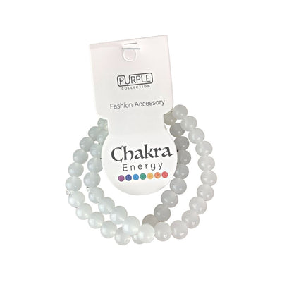 Magic Fashion Accessory Purple Collection Chakra Energy Bracelet - Creamy White