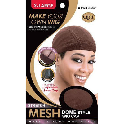 M&M Headgear Qfitt X-Large Brown Stretch Mesh Dome Style Wig Cap #5122