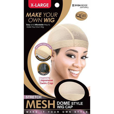 M&M Headgear Qfitt X-Large Beige Stretch Mesh Dome Style Wig Cap #5124
