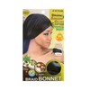 M&M Headgear Qfitt Satin Braid Bonnet w/ Argan, Olive, Castor & Peppermint Oil - Black #837