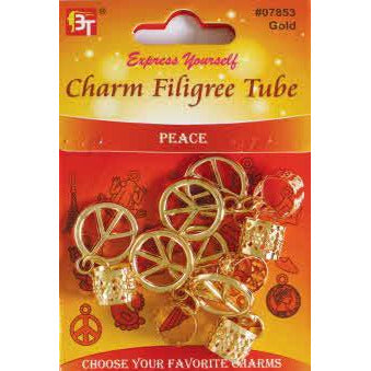 Beauty Town Charm Filigree Tube Peace #07853 Gold