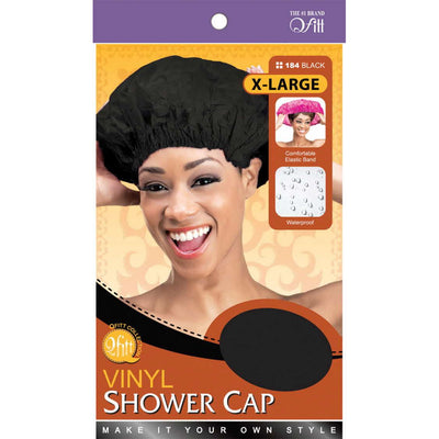 M&M Headgear Qfitt XL Vinyl Shower Cap #184 Black
