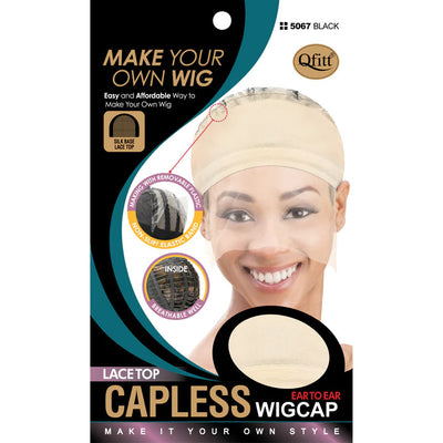 M&M Headgear Qfitt Capless Frontal Lace Top Wig Cap #5067 BLACK