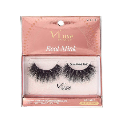 V-Luxe i-envy By Kiss High Volume 25mm Real Mink Eyelashes - VLEC08 Champagne Pink