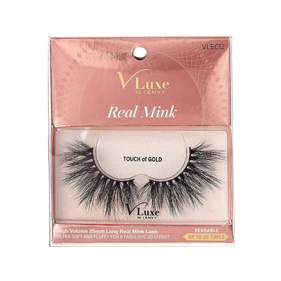 V-Luxe i-envy By Kiss High Volume 25mm Real Mink Eyelashes - VLEC12 Touch Of Gold
