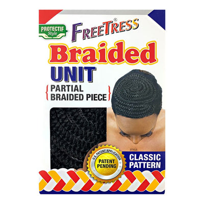 Freetress Braided Unit Partial Braided Piece Cap - Classic Pattern (Black)