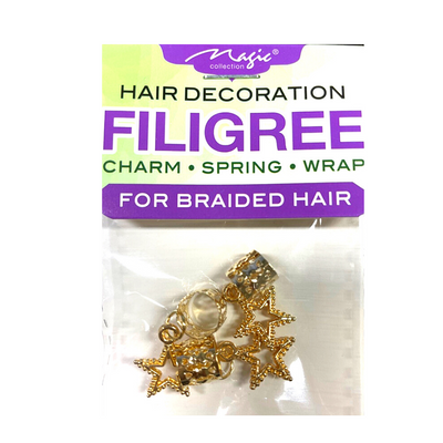Magic Collection Filigree Hair Tube With Star, Gold #FILICHA19G
