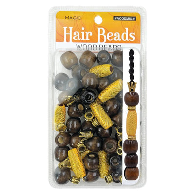 Magic Beauty Collection Hair Beads Wood Mix - #WOODMIX-11