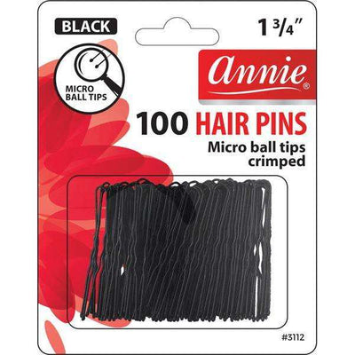Annie 100 1 3/4" Crimped Micro Ball Tipped Hair Pins - Black #3112