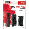 Annie 100 Assorted Crimped Hair Pins - Black #3317