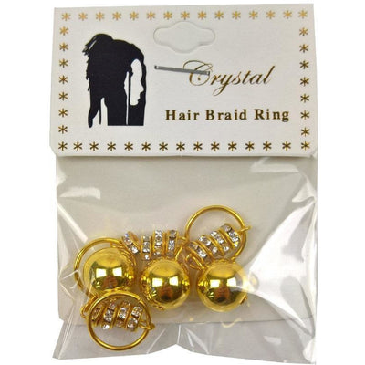 Crystal Hair Braid Ring Gold Ball Stone