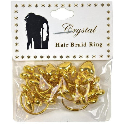 Crystal Hair Braid Ring Gold Heart