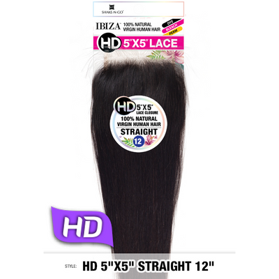 Shake-N-Go Ibiza 100% Virgin Human Hair 5" x 5" HD Lace Closure - Straight