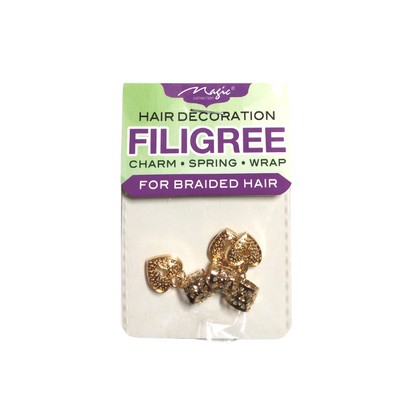 Magic Collection Filigree Hair Tube With Heart Lock - Gold #FILIHEART
