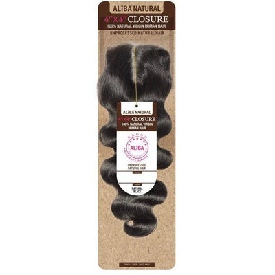 Janet Collection Virgin Human Hair 9S+ Aliba Natural 4" x 4" Lace Closure – Natural Body
