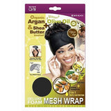 M&M Headgear Qfitt Argan Oil & Shea Butter Treated Deluxe Foam Mesh Wrap, Black #813