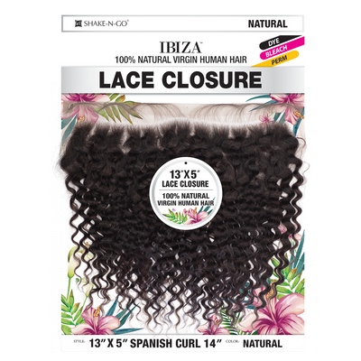Shake-N-Go Ibiza 100% Virgin Human Hair 13" x 5" Lace Frontal  Closure -  Spanish Curl