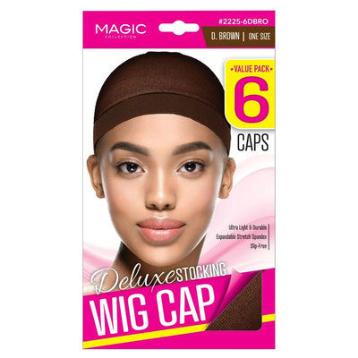 Magic Deluxe Stocking 6 Pack Wig Cap - #2225-6DBRO