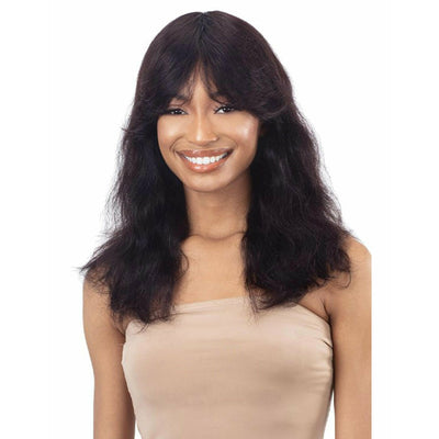 Shake-N-Go Girlfriend 100% Virgin Human Hair Wig - Body Wave Curtain Bang