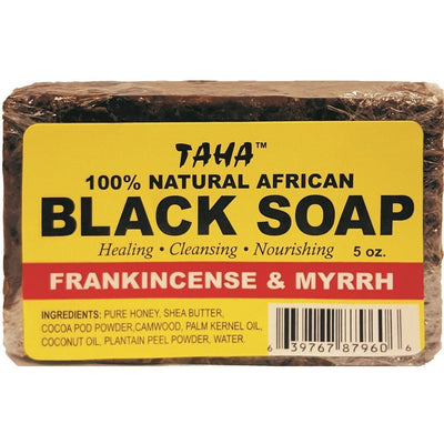 Taha 100% Natural African Black Soap Frankincense & Myrrh 5 OZ
